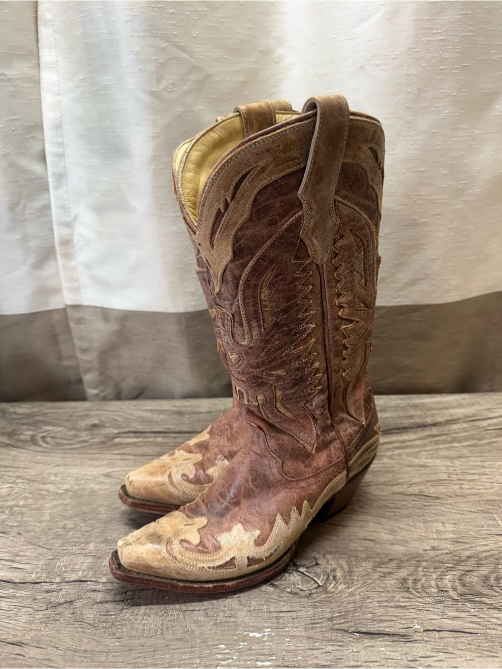Corral Women’s Brown Distressed Eagle Overlay Western Cowgirl Boot Size US 7